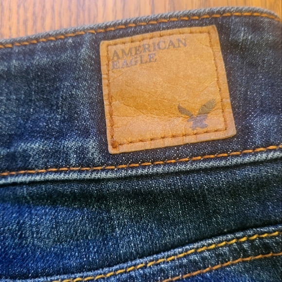 Womens American Eagle Artist Outfitters Distressed Dark Blue Denim Jeans Size 0 - Picture 11 of 12